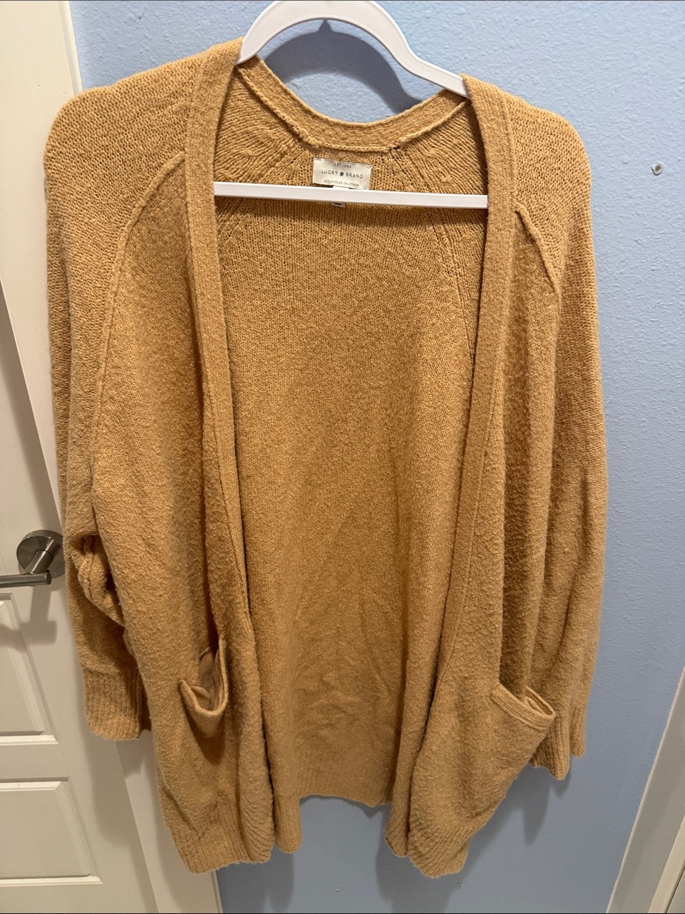 Lucky Brand Women's Open Cardigan in Camel Tan